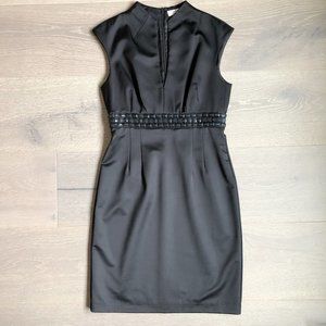 TRINA TURK Sz 6 Black Cocktail Midi Dress Jewel Waist